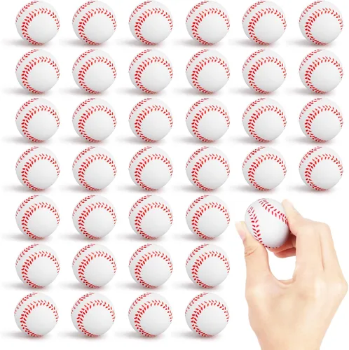 Hooqict Pelota de béisbol para el estrés, paquete de 25 mini pelotas de béisbol pequeñas de espuma deportiva, juguete para aliviar el estrés,