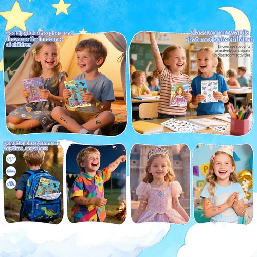 Miniatura 3 de 158 tatuajes temporales precortados para niños y niños, tatuajes falsos de aventura de dinosaurios y piratas, recuerdos de fiesta infantiles