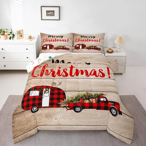 Miniatura 30 de Erosebridal Juego de edredón de Papá Noel tamaño matrimonial para niños y niñas, edredón de plumón de Feliz Navidad, juego de ropa de cama