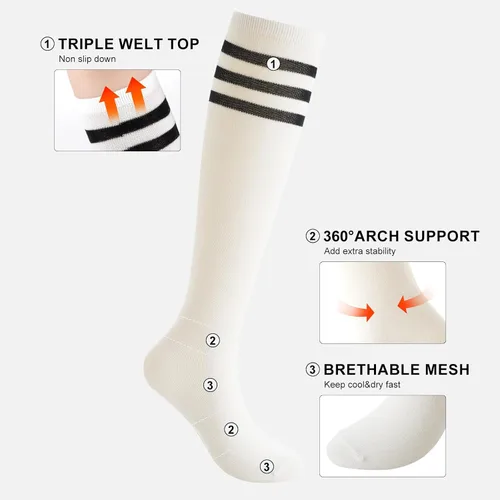 Miniatura 2 de BONANGEL Kids Soccer Socks 6-8 Years Old, Boys Girls Knee High Athletic Sports Football Baseball Socks 8-10 10-12 Years