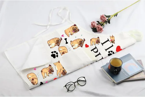 Miniatura 6 de Delantales para perros de pug, regalos para amantes de los pug, delantal de cocina con bolsillos, delantal de cocina I Love Pugs, regalos