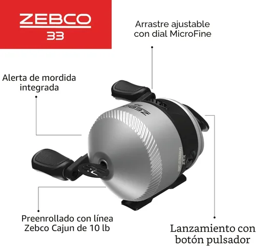 Miniatura 3 de Zebco 33 Spincast Reel and Fishing Rod Combo, 6-Foot 2-Piece Fiberglass Rod with EVA Handle, Quickset Anti-Reverse Fishing Reel with Bite Alert