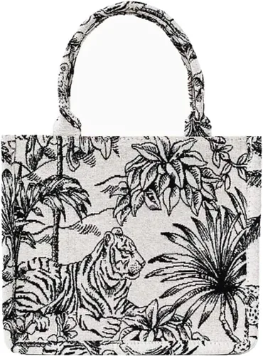 Miniatura 3 de Bolso de compras de moda de garabato exquisito retro bordado de flores de algodón de lino de gran capacidad