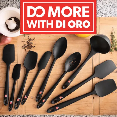 Miniatura 8 de Espátulas de silicón di Oro Living, resistentes al calor, hasta 600 °F, diseño de una sola pieza, hule de silicón antiadherente profesional con Negro