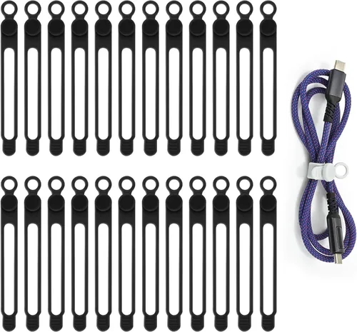Miniatura 10 de Organizador de cables de silicona reutilizable de 3 pulgadas para cables de carga, cables de datos, cables de computadora, organización de cables