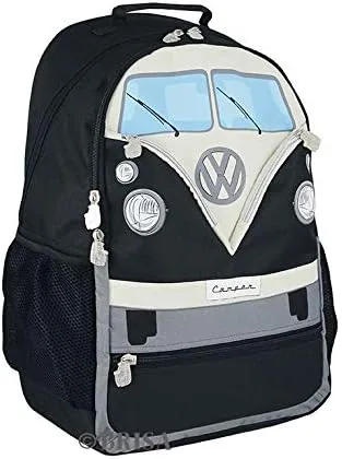 Miniatura 3 de BRISA VW Collection - Mochila universitaria para laptop de senderismo Volkswagen en diseño de autocaravana T1 (30 L7.9 galonesgrande), Negro