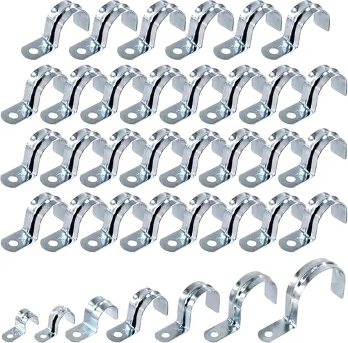 Miniatura 8 de Swpeet 30 piezas de 1-1/2 "(40 mm) zinc plateado un agujero EMT correa de tubo, correas de tubería U soporte de tubo abrazadera de tubo 1 agujero a