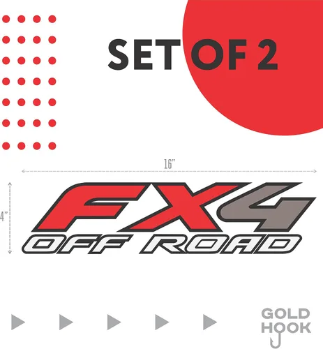 Miniatura 2 de GOLD HOOK FX4 - Calcomanías todoterreno compatibles con Ford F-150 F-250 F-350 2015-2024 – Pelar y pegar – Juego de 2