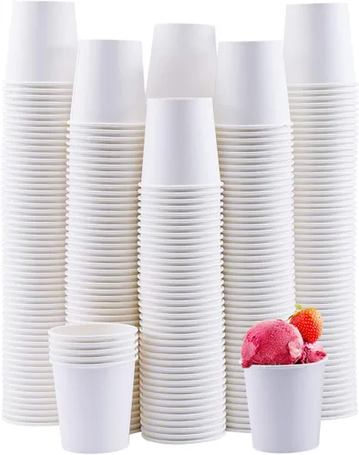 Turbo Bee Paquete de 300 vasos de papel desechables de 4 onzas, vasos para bebidas calientes/frías, vasos de papel pequeños para baño y enjuague