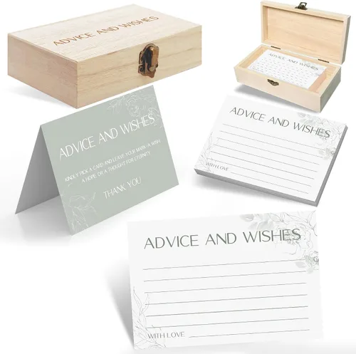 Miniatura 17 de Consejos y deseos para el señor y la señora – 60 mensajes florales de boda con caja de almacenamiento – Juego de deseos románticos para matrimonio