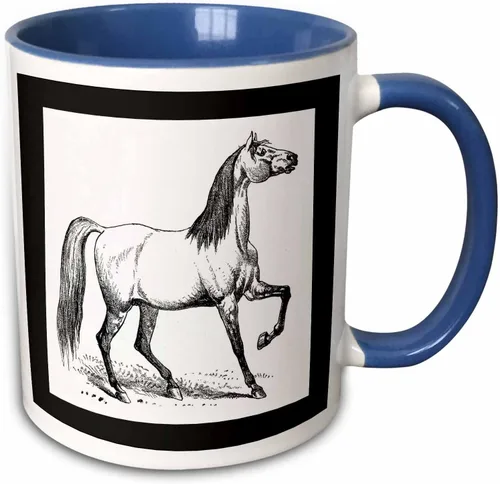 Miniatura 12 de 3dRose Vintage Horse Sketch - Taza negra de dos tonos (11 oz)