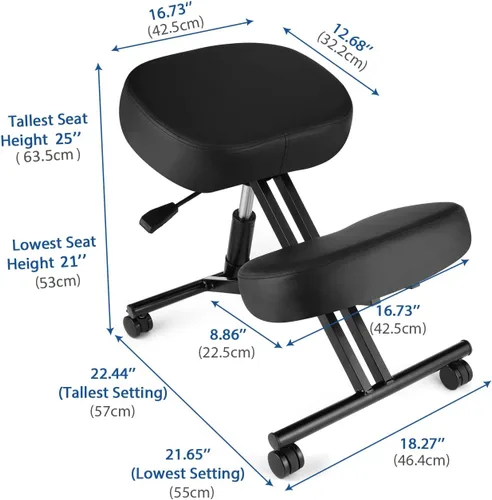 Miniatura 2 de Silla ergonómica de oficina, taburete ajustable en altura con cojines de espuma gruesos y ruedas deslizantes suaves para mejorar la postura