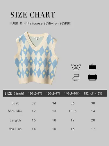 Miniatura 5 de Crochetist Chaleco de suéter para niños, chaleco para niñas, cuello en V, linda camiseta sin mangas