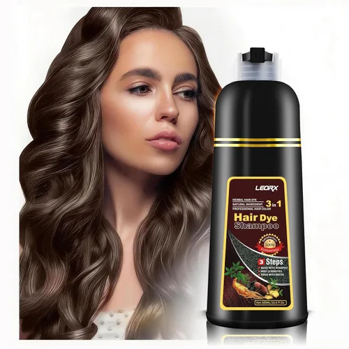 Miniatura 10 de Leorx Champú 3 en 1 para teñir el cabello marrón, color para refrescar el cabello, coloración herbaria instantánea para mujeres y hombres, 16.9