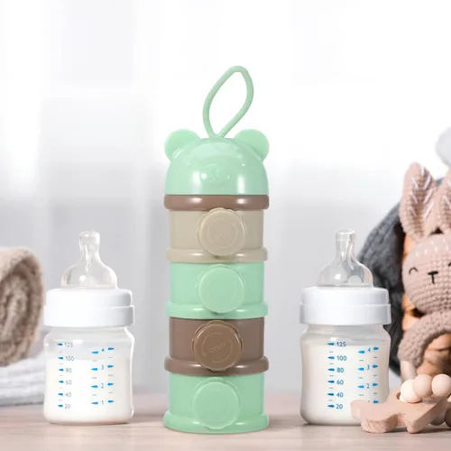 Miniatura 6 de Kisangel - Dispensador portátil de leche en polvo de 4 capas, contenedor de almacenamiento de fórmula de gran capacidad para alimentación de viaje