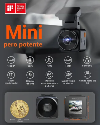 Miniatura 2 de VANTRUE E1 Lite - Cámara de tablero para vehículo, WiFi, GPS, 1080P, control de voz, visión nocturna, modo de estacionamiento de 24 horas, detección