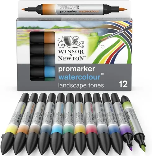 Miniatura 2 de Winsor & Newton ProMarker - Juego de marcadores de acuarela, 12 unidades, tonos de paisaje