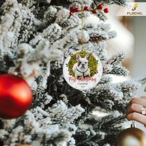 Miniatura 4 de FLOCHIL Adornos de Navidad personalizados para perros, nombre de foto personalizado para árboles de Navidad, primeros adornos de Navidad para Foto