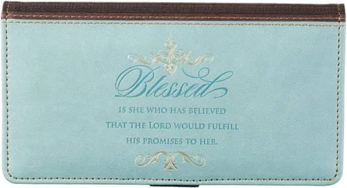 Billetera y chequera de cuero sintético y mensaje cristiano, guarda duplicados de cheques y tarjetas de crédito, para mujeres y hombres, Luke, Uno