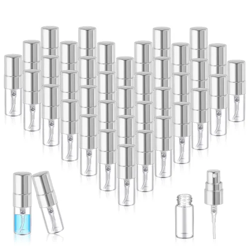 Miniatura 18 de Zhehao - 200 unidades de mini botellas de spray de 5 ml, botellas de vidrio transparente para perfume, atomizador de perfume recargable con Tapa