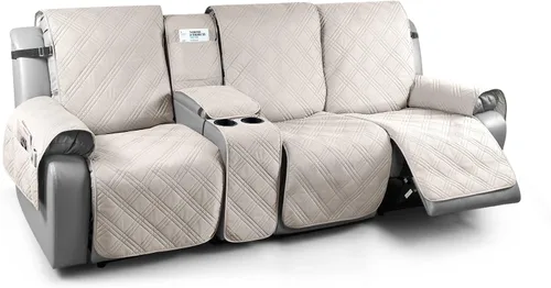 Miniatura 17 de TAOCOCO Fundas de sofá reclinable 100% impermeables con consola, fundas de sofá para sofá reclinable de 3 asientos con diseño de correas, funda