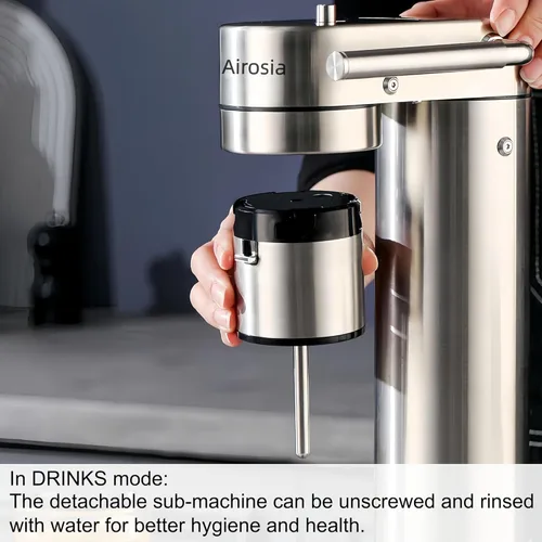 Miniatura 4 de Carbonata cualquier bebida Airosia - Máquina para hacer agua con gas de acero inoxidable 304, máquina carbonatadora con botellas sin BPA (1 L+0.5 L)