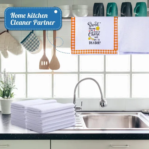 Miniatura 5 de Breling - Toallas de cocina en blanco para sublimación de 16 x 24 pulgadas, toallas de té de microfibra con tejido de gofre para sublimación