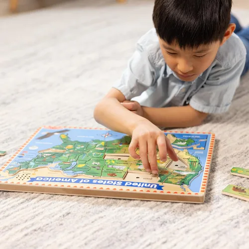 Miniatura 7 de Melissa & Doug – EE. UU. Mapa – Puzzle de rompecabezas de madera de sonido con efectos de sonido (40 Pcs)