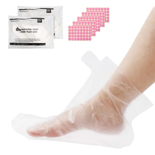 Miniatura 10 de Segbeauty Bolsas de cera de parafina para manos y pies, 200 forros de cera de parafina de plástico, calcetines y guantes de repuesto de cera de baño