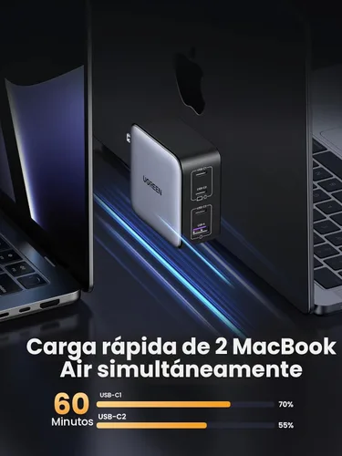 Miniatura 4 de UGREEN Nexode Cargador USB C GaN de 100W, Adaptador de Corriente Rápido Compacto Plegable de 4 Puertos para Cargador de Laptop para MacBook Pro/Air
