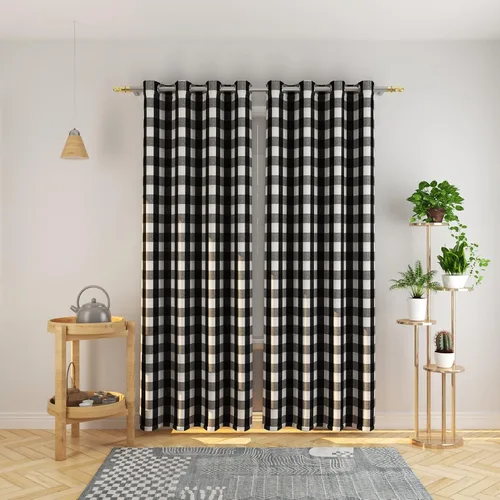 Miniatura 81 de Cortinas de 24 pulgadas de largo con diseño Buffalo Check Gingham Plaid para ventanas de cocina y baño, tratamiento para ventanas con 2 paneles