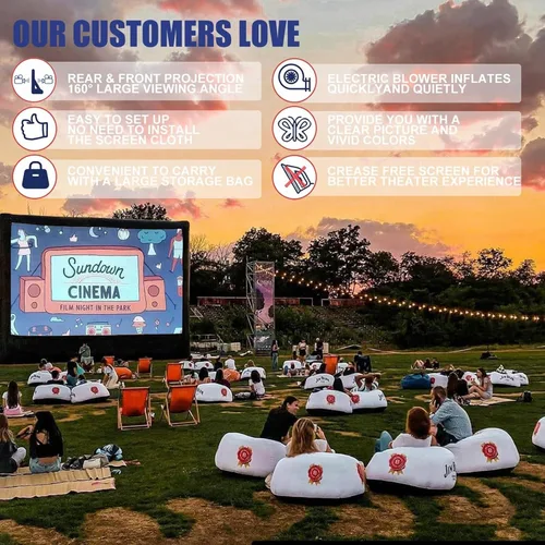 Miniatura 3 de Pantalla de proyector inflable: pantalla de cine al aire libre de 14 pies para fiestas de cine en el patio trasero al aire libre con soplador
