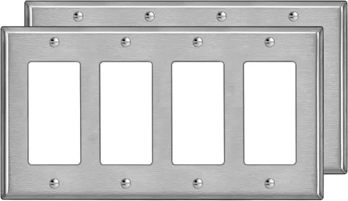 Miniatura 14 de BESTTEN Paquete de 10 Placas de Pared de Metal Decorativas con Película Protectora, Cubierta de Tomacorriente de Acero Inoxidable Decorativa de 1 1.