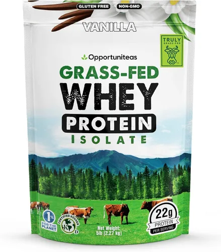 Miniatura 14 de Opportuniteas Polvo aislado de proteína de suero alimentado con hierba, 0.99 oz de proteína sin sabor en polvo sin edulcorantes artificiales, vacas