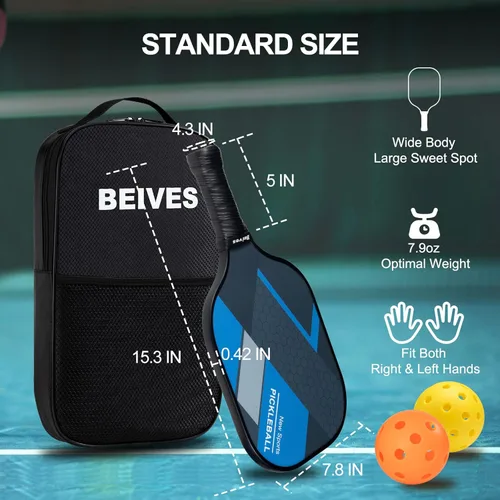 Miniatura 5 de USAPA - Palas de pickleball de fibra de vidrio USAPA, juego de 4, juego de pickleball con 4 raquetas de pickleball, incluye 4 bolas de pickleball