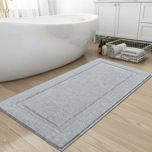 Miniatura 30 de SHACOS Alfombras de baño súper suaves y esponjosas de 24"x36" antideslizantes, lavables, alfombras de baño absorbentes, alfombras para suelo de Gris
