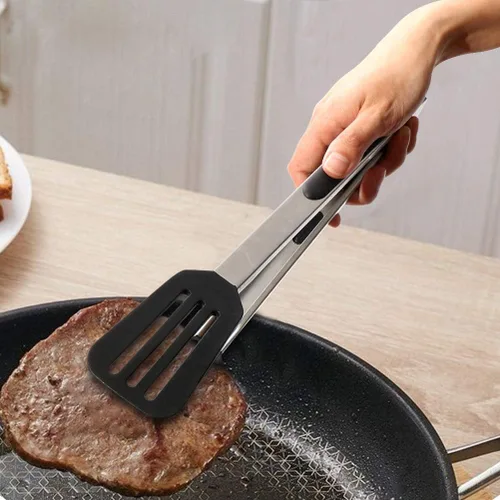 Miniatura 6 de Alimat PluS Juego de 3 pinzas de cocina de silicona, pinzas de cocina con puntas de silicona, incluyendo espátula (12 pulgadas) para girar