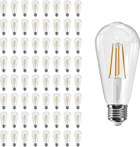 Miniatura 50 de Jensense Bombillas LED Edison E26, 60 vatios equivalentes, bombillas regulables, 2300 K, luz blanca cálida (cristal ámbar), estilo vintage