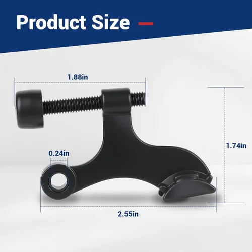 Miniatura 2 de HOME MASTER HARDWARE Tope de puerta con pasador de bisagra, paquete de 12 topes de puerta ajustables de color negro mate con puntas de parachoques