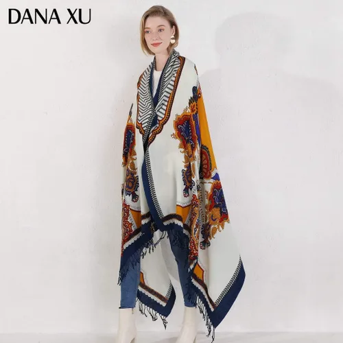 Miniatura 173 de DANA XU Manta de pashmina extragrande 100% de lana merina, bufanda de viaje, bufanda de cachemira para mujer, otoño e invierno, chal de gran