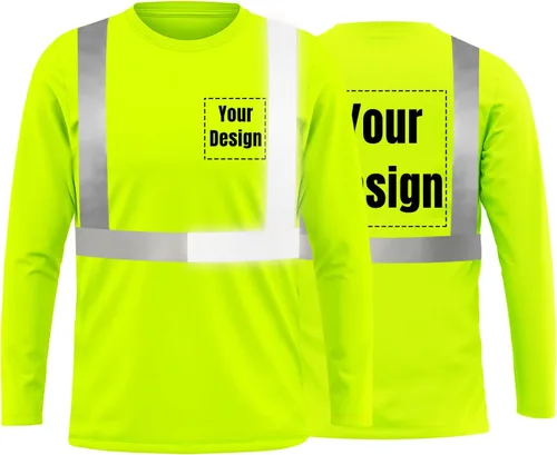 Miniatura 41 de La alta visibilidad reflexiva de las camisetas de la seguridad del logotipo de encargo Hola Vis de Verde neón