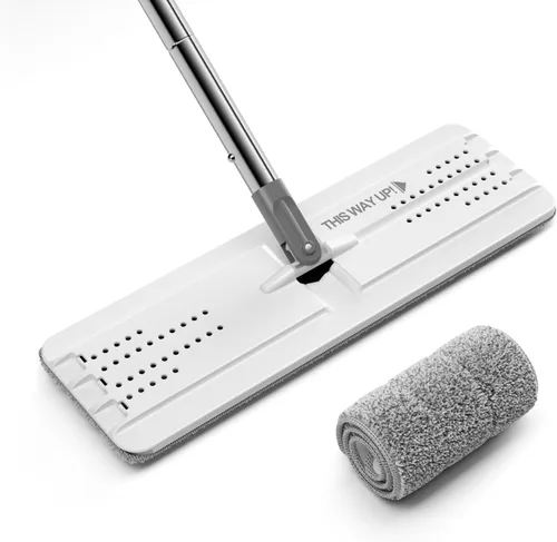 Miniatura 9 de JOYMOOP Trapeadores planos, trapeador de microfibra para limpieza de pisos y limpiador de paredes, mango de trapeador de 50" con cabezal plano