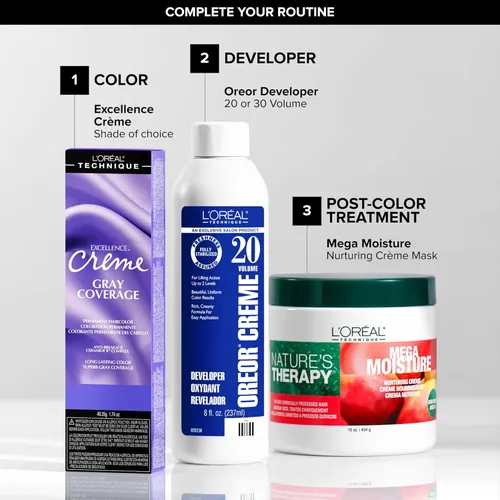 Miniatura 5 de L'Oréal Technique Excellence Crème Permanent Hair Color Long-Lasting Hair Dye Rich Formula with No-Drip Application Superb Gray Coverage For