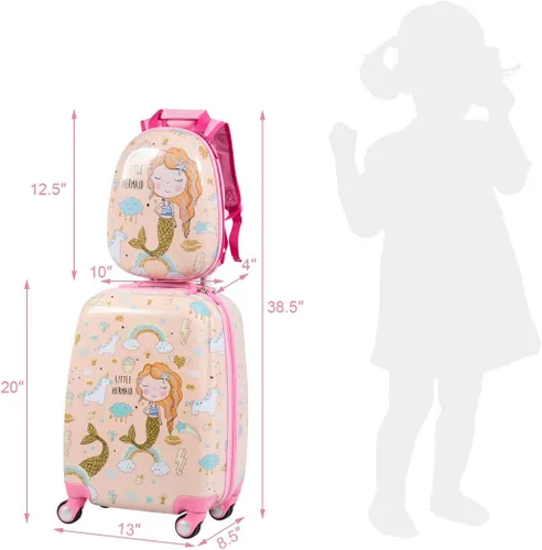 Miniatura 4 de HONEY JOY 2 piezas de equipaje de mano para niños, Mermaid, S, Viajar