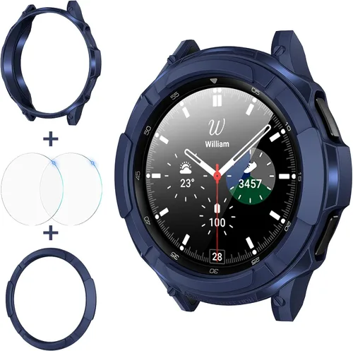 Miniatura 13 de Goton 3 en 1 Accesorios para Samsung Galaxy Watch 3 de 41 mm, 1 Carcasa de Armadura de TPU Resistente + 2 Películas Protectoras de Pantalla