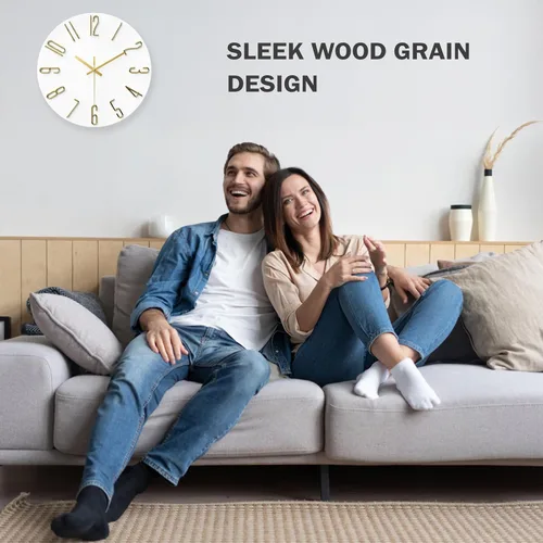 Miniatura 5 de Reloj de pared, funciona con pilas, diseño minimalista moderno para sala de estar, oficina, cocina, dormitorio y baño, silencioso sin tictac