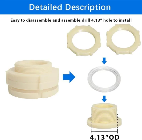 Miniatura 5 de Quickun Adaptador de conector de tanque de agua de mamparo ABS de 3 pulgadas con enchufes a granel de montaje de tubería (juego de 1)