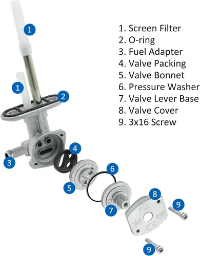 Miniatura 3 de M MATI Grifo de Combustible Petcock y Conjunto de Palanca para Yamaha ATV Kodiak 400 YFM400 Kodiak 450 YFM450 Grizzly 400 YFM400 Grizzly 450 YFM450