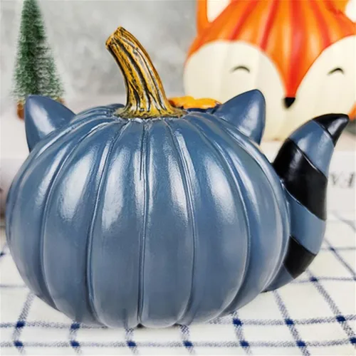 Miniatura 6 de BULINGNA Estatua de calabaza de animales de dibujos animados, escultura de resina pequeña, adorno de escritorio, decoración del hogar, Halloween