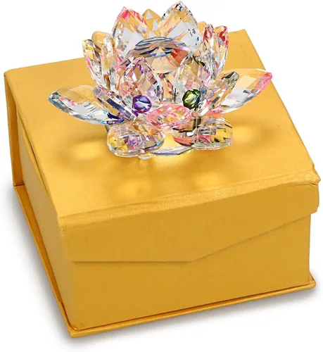 Miniatura 7 de OwnMy Flor de loto de cristal brillante con reflejo de tonos arcoíris, decoración Feng Shui para el hogar con caja de regalo (100 mm / 4 pulgadas)